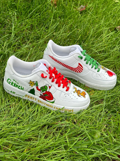 Custom The Grinch Christmas Air Force 1 Sneakers