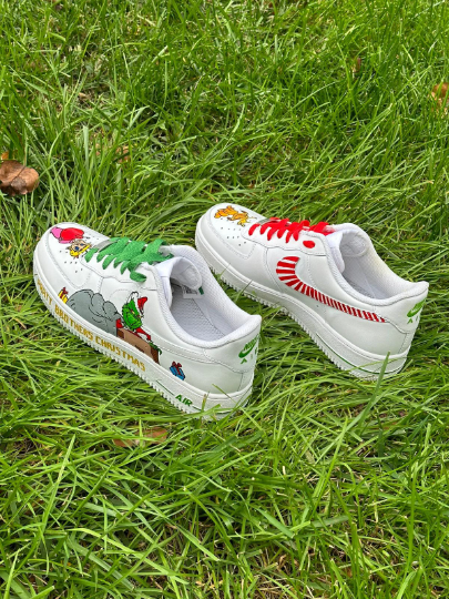 Custom The Grinch Christmas Air Force 1 Sneakers